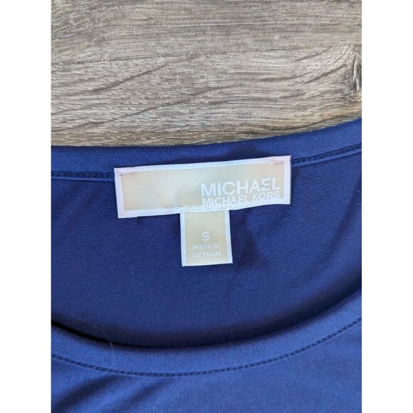 Michael Kors Navy Pleated Shift Dress Small - Picture 2 of 6